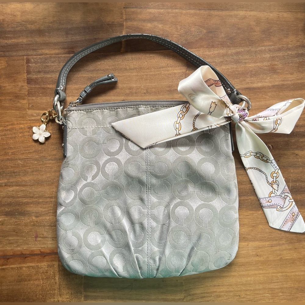 Vintage Coach Shoulder or Crossbody Bag with Twill and Charm